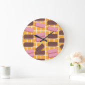 フレーバーウエハのシームレスな背景 ラージ壁時計 (ホーム)