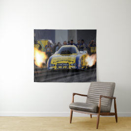 フレーミングカーおもしろいドラッグレーサースポーツ タペストリー