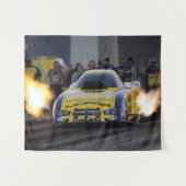 フレーミングカーおもしろいドラッグレーサースポーツ タペストリー (正面(横))