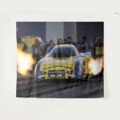 フレーミングカーおもしろいドラッグレーサースポーツ タペストリー (正面(横))