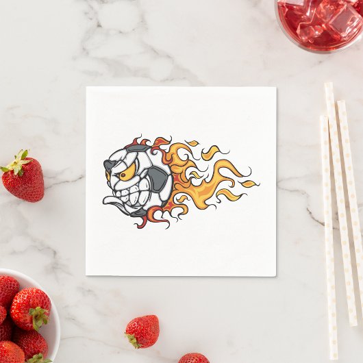 フレーミングサッカーボール紙ナプキンス スタンダードカクテルナプキン