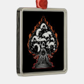 フレーミングスカルとハート メタルオーナメント (右)