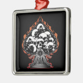 フレーミングスカルとハート メタルオーナメント (左)