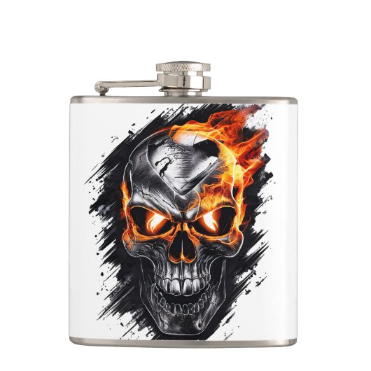 フレーミングスカル – メタル版木、銅版、版画アート#1 フラスク (正面)