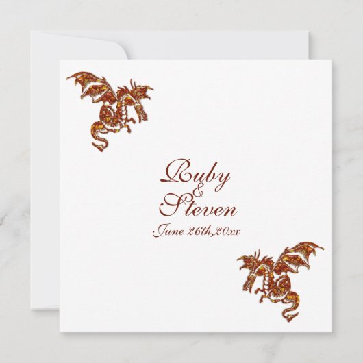 フレーミングドラゴンホワイト結婚ファンタジーテーマ 招待状 (裏面)
