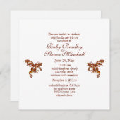 フレーミングドラゴンホワイト結婚ファンタジーテーマ 招待状 (正面/裏面)