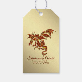 フレーミングドラゴンon金ゴールドパーソナル ギフトタグ