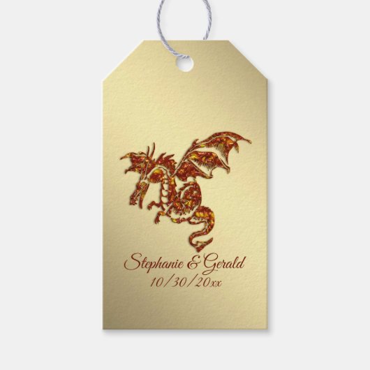 フレーミングドラゴンon金ゴールドパーソナル ギフトタグ (正面)