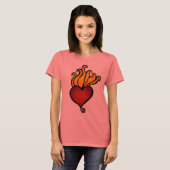 フレーミングハートタトゥーデザイン Tシャツ (正面フル)