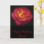 フレーミングバラ油彩誕生日 カード (黄色い花)