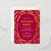 フレーミングブランチフォイルホリデーパーティー葉書 箔招待状ポストカード (正面/裏面)