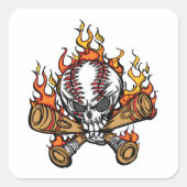 フレーミングベースボールスカル スクエアシール (正面)