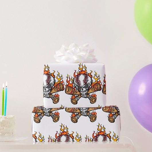 フレーミングベースボールスカル ラッピングペーパー