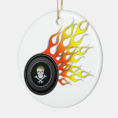 フレーミングホイールのレーススカル セラミックオーナメント (左)