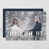 フレーミング フォリアージュ ピース ジョイ ラブ ホリデー フォト カード (正面/裏面)