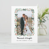 フレームお洒落とボウ | 写真結婚したと明るい シーズンカード (スタンド正面)