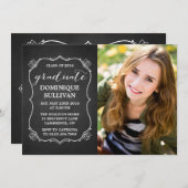 フレームお洒落素朴フォト卒業招待状 招待状 (正面/裏面)