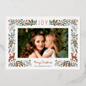 フレームかわいらしリトルシカ |ホワイトフォトクリスマス 箔シーズンカード (正面)