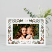 フレームかわいらしリトルシカ |ホワイトフォトクリスマス 箔シーズンカード (立ち正面)