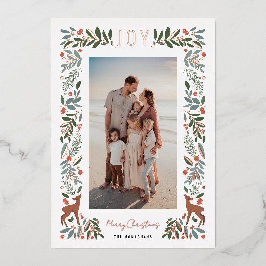 フレームかわいらしリトルシカ |白 |垂直方向の写真 箔シーズンカード (正面)