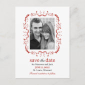 フレームかわいらし日付はがき保存 – 赤 案内ポストカード (正面)