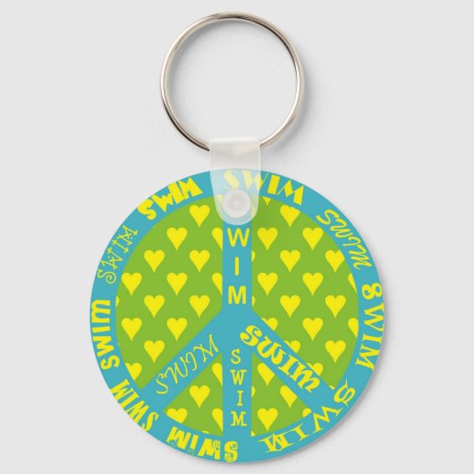 フレームで泳ぐ平和サイン キーホルダー (正面)