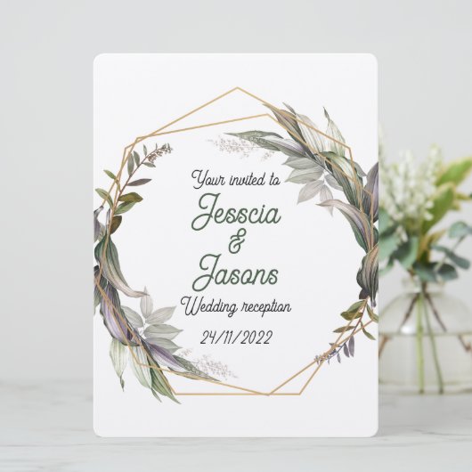 フレームとダマスクウェディング招待状 (スタンド正面)