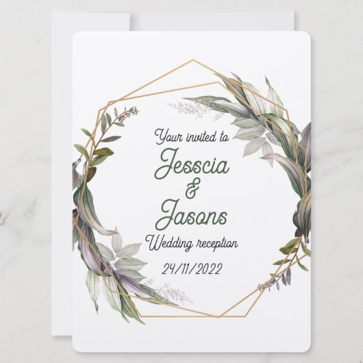 フレームとダマスクウェディング招待状 (正面)