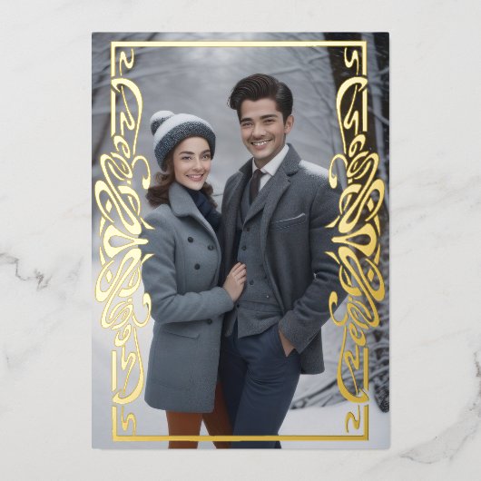 フレームと華美あなたのフォトフォイルのホリデーカード 箔シーズンカード (正面)