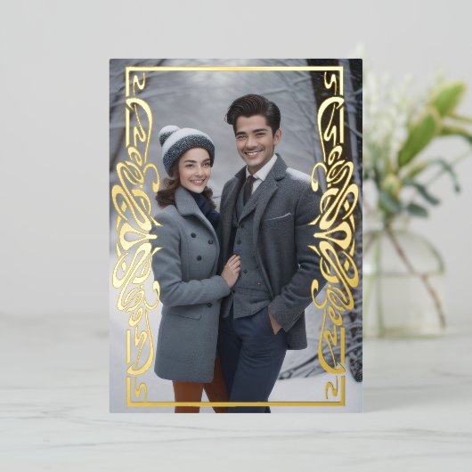 フレームと華美あなたのフォトフォイルのホリデーカード 箔シーズンカード (立ち正面)