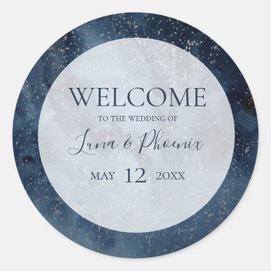 フレームのウェルカムステッ結婚カー付き天空 ラウンドシール (正面)