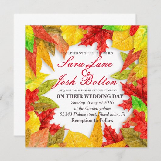 フレームのカラフル紅葉 招待状 (正面/裏面)