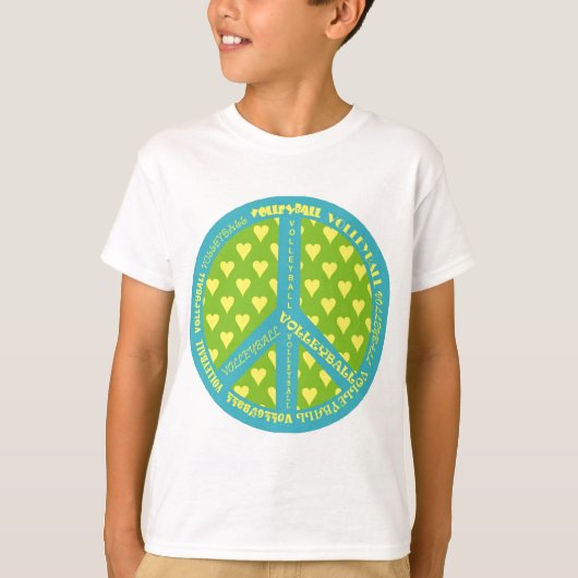 フレームのバレーボールのピースサイン Tシャツ (正面)