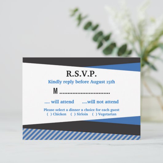 フレームのバーの（ユダヤ教の）バル・ミツバー傾けられたRSVPカード 出欠カード (スタンド正面)