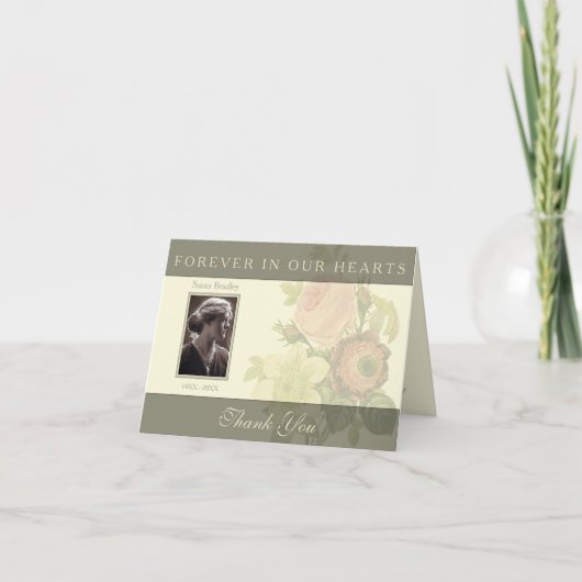 フレームの悔やみや弔慰のヴィンテージの花束はN感謝していしています サンキューカード (正面)