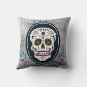 フレームの枕の動揺してな砂糖のスカル クッション (裏面)