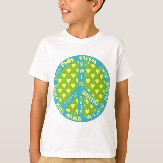 フレームの水泳のピースサイン Tシャツ (正面)
