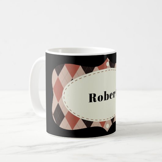 フレームアーガイルのカスタマイズ コーヒーマグカップ (正面左)