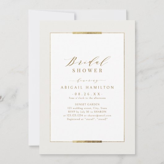 フレームエレガンスシンプルモダンクラシーブライダルシャワー 招待状 (正面)