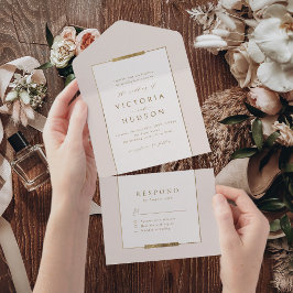 フレームエレガンスシンプルモダンクラッシー結婚ズ オールインワン招待状