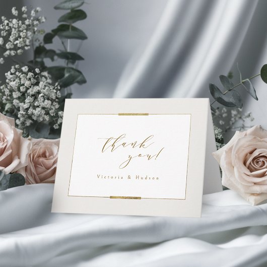 フレームエレガンスシンプルモダンクラッシー結婚ズ サンキューカード