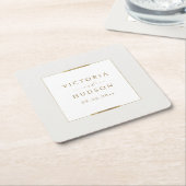 フレームエレガンスシンプルモダンクラッシー結婚ズ スクエアペーパーコースター (アングル)