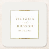 フレームエレガンスシンプルモダンクラッシー結婚ズ スクエアペーパーコースター (正面)