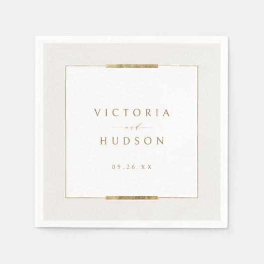 フレームエレガンスシンプルモダンクラッシー結婚ズ スタンダードカクテルナプキン (正面)