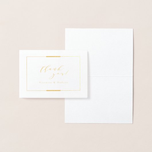 フレームエレガンスシンプル金ゴールドモダンクラッシー結婚ズ 箔カード (ディスプレー)