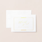 フレームエレガンスシンプル金ゴールドモダンクラッシー結婚ズ 箔カード (封筒付き正面)