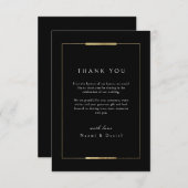 フレームエレガンスブラックシンプルモダンクラッシー結婚ズ サンキューカード (正面/裏面)
