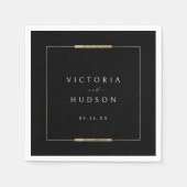 フレームエレガンスブラックシンプルモダンクラッシー結婚ズ スタンダードカクテルナプキン (正面)