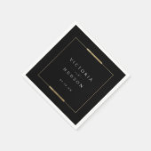 フレームエレガンスブラックシンプルモダンクラッシー結婚ズ スタンダードカクテルナプキン (角)