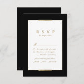 フレームエレガンスブラックシンプルモダンクラッシー結婚ズ 出欠カード (正面/裏面)